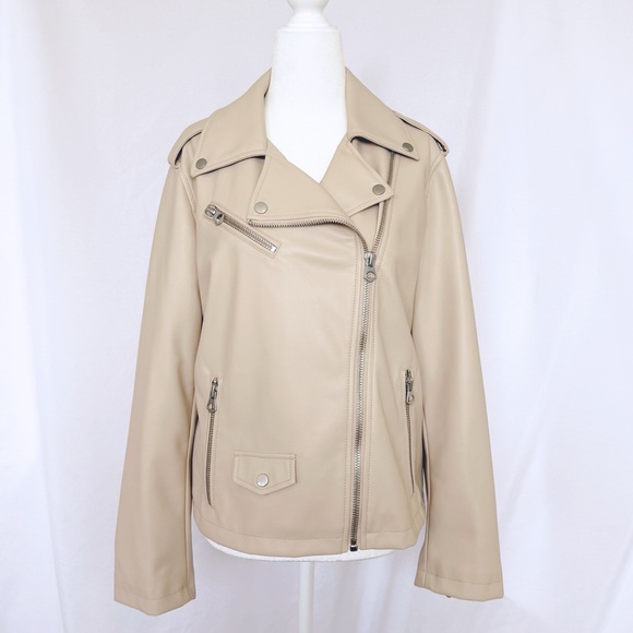 Faux Leather Zip Moto Jacket S - Picture 2 of 10